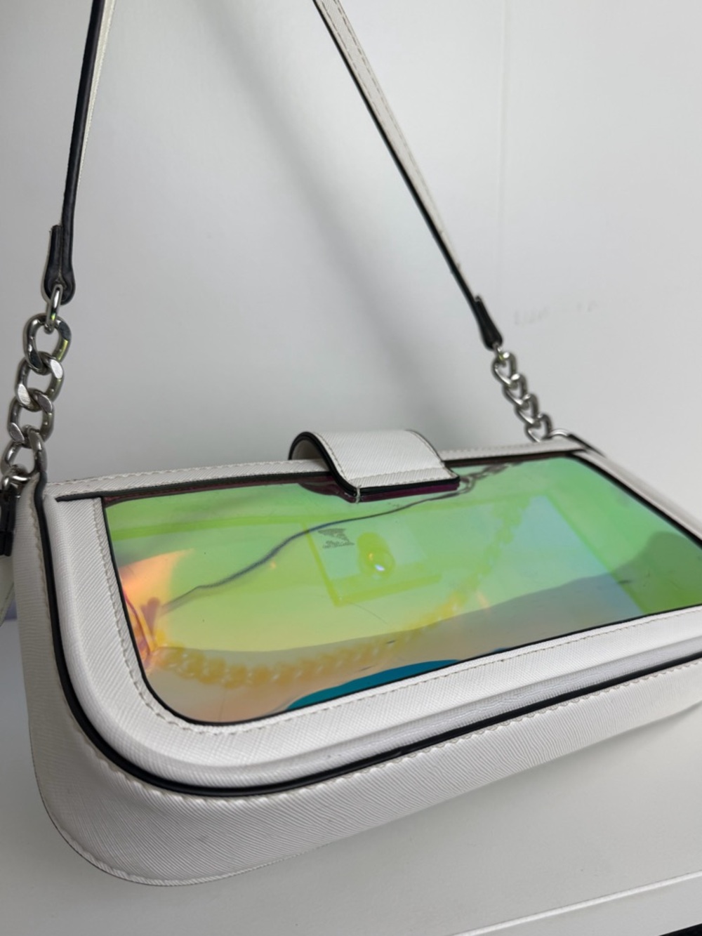 ALDO White Shoulder Bag with Iridescent Front Panel - Picture 6 of 13